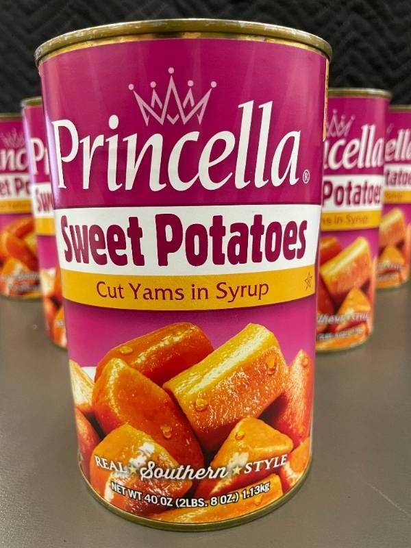 lot 231 image: Princella Sweet Potatoes Cut Yams in Syrup - 6 Cans