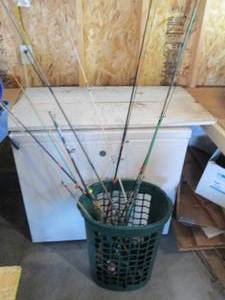 lot 42 image: Basket of Fishing Poles, Rods and R...