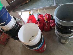 lot 46 image: Mountain of 5-gallon buckets and as...