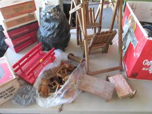 lot 102 image: Wood Doll-Sized Glider Swing, small...