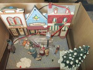 lot 105 image: Large Light up Christmas Village Sc...