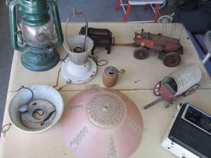 lot 111 image: Metal Camping Lantern, Covered Wago...