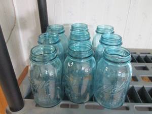 lot 130 image: Lot of Blue glass Ball Canning ja...