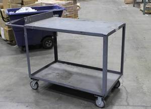 lot 37 image: Metal Carts 42 L X 24 W X 35 H , 2 Shelves, Steel Construction Heavy Duty Casters