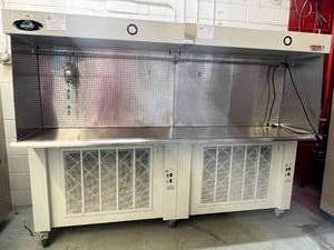 lot 4 image: 2015 Model NuAire&nbspAireGard ES (Energy Saver) NU-S301-830L 8 Double Console Horizontal Laminar Flow Fume Hood Workstations CSI Inspection Test Certification Tag Good Thru 724 - These Are Selling Fast For Cannabis Labs&nbsp