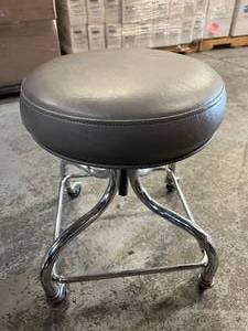 lot 6 image: Group Health Inc. Stainless Steel Height Adjustable Salon Tattoo Dental Stool Chair - In Excellent Condition