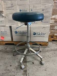lot 9 image: A-dec 1620 Adjustable Dental Assistant Clinic Swivel Chair Stool With Foot Ring - Great Condition