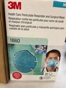 lot 24 image: 2 Cases (120 each per case) NEW 3M 1860 Health Care Particulate Respirator and Surgical Mask - Expiration 425 (open box)