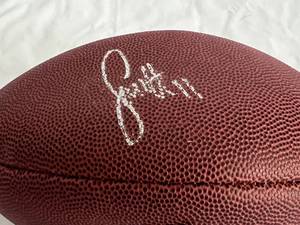lot 11 image: Larry Fitzgerald Signed Football with COA