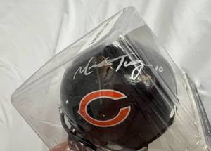 lot 17 image: Mitchell Trubisky Signed Chicago Bears Football Mini Helmet with COA