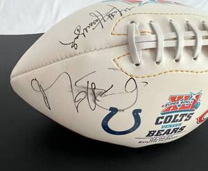 lot 21 image: Super Bowl XLI Indianapolis Colts vs. Chicago Bears Signed Football - 4 Autographs