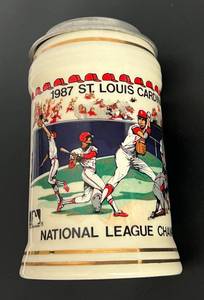 lot 27 image: St. Louis Cardinals Beer Stein 1987 National League Champions Vintage