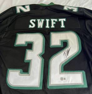 lot 8A image: Deandre Swift Signed Philadelphia Eagles Jersey with Beckett COA - Size XL