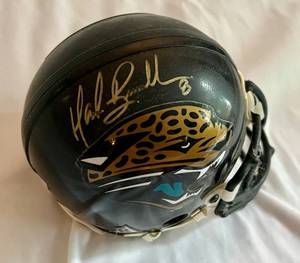 lot 38 image: Mark Brunnell Signed Mini Football Helmet with COA - Jacksonville Jaguars Football