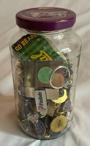 lot 40 image: Large Lot of Vintage Pins - Sports, Military, Olympics, Soccer, Landmarks and More