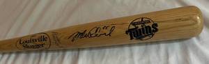 lot 35B image: Mike Redmond Signed Bat with MLB COA - Louisville Slugger 180 Powerized Minnesota Twins Baseball