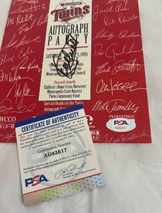lot 6C image: Kirby Puckett Signed Minnesota Twins Autograph Program - with PSA COA - Baseball