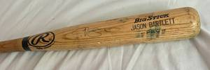lot 9C image: Jason Bartlett Signed Game Used Bat - Custom Rawlings Big Stick Pro - Minnesota Twins Baseball