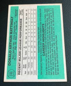 lot 6D image: Don Mattingly RC 1984 Donruss #248 Vintage Rookie Baseball Card