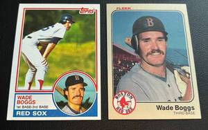 lot 12D image: Wade Boggs 4 Card RC and 2nd Year Lot - 1983 Topps #498, 1983 Fleer #179, 1983 Donruss #586 and 1984 Fleer #392 Rookie Vintage Baseball Cards