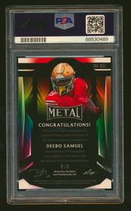 lot 14D image: Deebo Samuel Auto 88 2023 Leaf Metal Blue #BADS1 PSA 8 NM-MT, RARE Low Numbered, Football Card