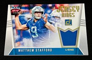 lot 20D image: Matthew Stafford 150 Relic 2018 Donruss Jersey Kings #6, numbered 090150 Football Card
