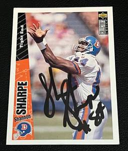 lot 21D image: Shannon Sharpe On-Card Auto 1996 Upper Deck Collectors Choice #266 Football Card
