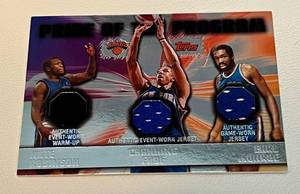lot 22D image: New York Knicks Tri-Relic - Earl Monoe, Channing Frye, Nate Robinson 2006 Topps Pride of the Program #PPR-RFM Basketball Card