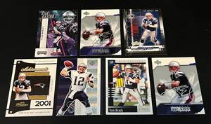lot 34D image: Lot of 7 Tom Brady Football Cards  - 2005 SPX #53, 2004 Playoff Prestige #A-8, 2003 Score #81, 2017 Playoff #2, 2004 Upper Deck Diamon Pro Sigs #51, 2003 Score Moday Night Heroes