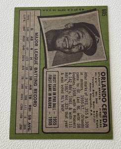 lot 43D image: Orlando Cepeda 1971 Topps #605 - Tough High #, Vintage Baseball Card