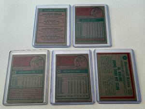 lot 47D image: 1975 Topps Baseball 5 Card Vintage Star Lot - #4 Al Kaline, #60 Fergie Jenkins, #80 Carlton Fisk, #130 Phil Niekro, #622 Rookie OFs Fred Lynn RC