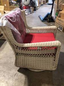 Outdoor Wicker Chair with Red Cushion Customer Returns See Pictures