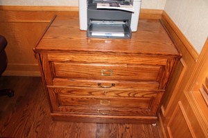 lot 13 image: Oak Filing Cabinet with Brass Hardware