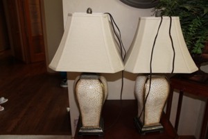 lot 18 image: Set of 2 Uttermost Crackle Lamp and Shade