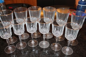 lot 32 image: Set of 6 Gold Trim Crystal WaterWine Goblets