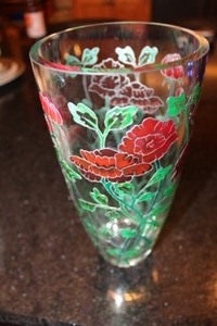 lot 34 image: Flowered Glass Vase