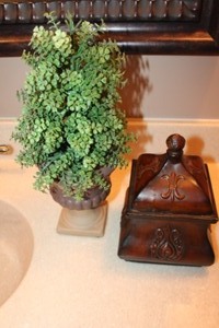 lot 95 image: Metal Storage Box and Ceramic Topiary