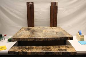 lot 127 image: Set of 2 Faux Granite-topped End Tables