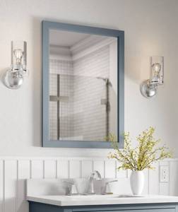 lot 33 image: ALLEN  ROTH Brookview 22-in x 30-in Framed Bathroom Vanity Mirror (Slate Blue)