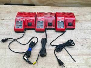 lot 27 image: Lot of 3 - Used Milwaukee M12M18 Charger Model # 48-59-1812