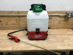 lot 44 image: Used Milwaukee Sprayer Tank Model # 49-16-28PS and Milwaukee Powered Base Model # 2820-20