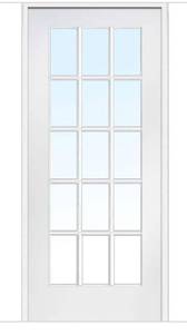 lot 2A image: MMI Door 32 in. x 80 in. Left Handed Primed Composite Clear Glass 15 Lite True Divided Single Prehung Interior Door