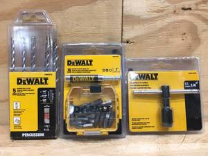 lot 69 image: DeWalt Combo Lot - 16 Piece Magnetic Drive Guide Set Model # DWAF2053, 14 Adjustable Tap Handle Model # DWA140TH And 5 Piece Hammer Drill Bit Set Model # DWA5270