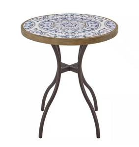 lot 16 image: STYLEWELL Corinth Round Metal 25 in. Outdoor Bistro Tile Table