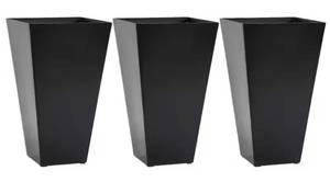 lot 128 image: OUTSUNNY Black Plastic Tall Plastic Planters Outdoor and Indoor Plastic Garden Flower Pots (3-Pack)