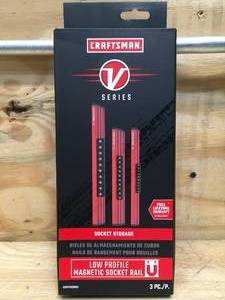 lot 137 image: New Craftsman V-Series 3-Piece Orange Magnetic Socket Organizer Set Model # CMMT92001V 06192412