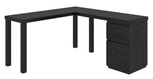 lot 176 image: SAUDER Northcott Bourbon Oak L-Shaped Desk with Drawers, Bourbon Oak Finish