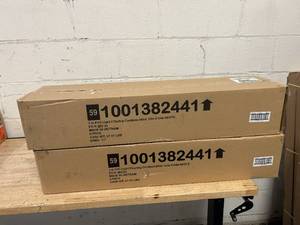 lot 196 image: Lot of 2 Cases of- White Cordless Light Filtering Vinyl Mini Blinds with 1 in. Slats - 33 in. W x 64 in. L (6 per case)