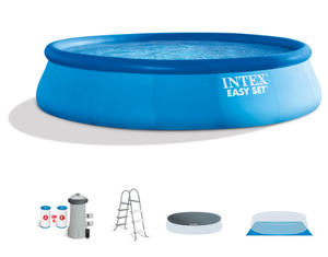lot 4A image: Intex Easy Set 15 Ft x 42 inch inflatable pool with filter pump