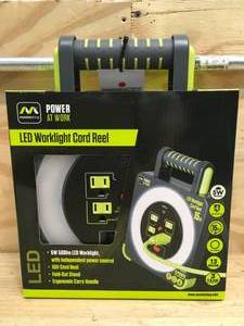 lot 168 image: New Masterplug Power at Work LED Worklight with 15 ft Cord Reel and 4 power outlets